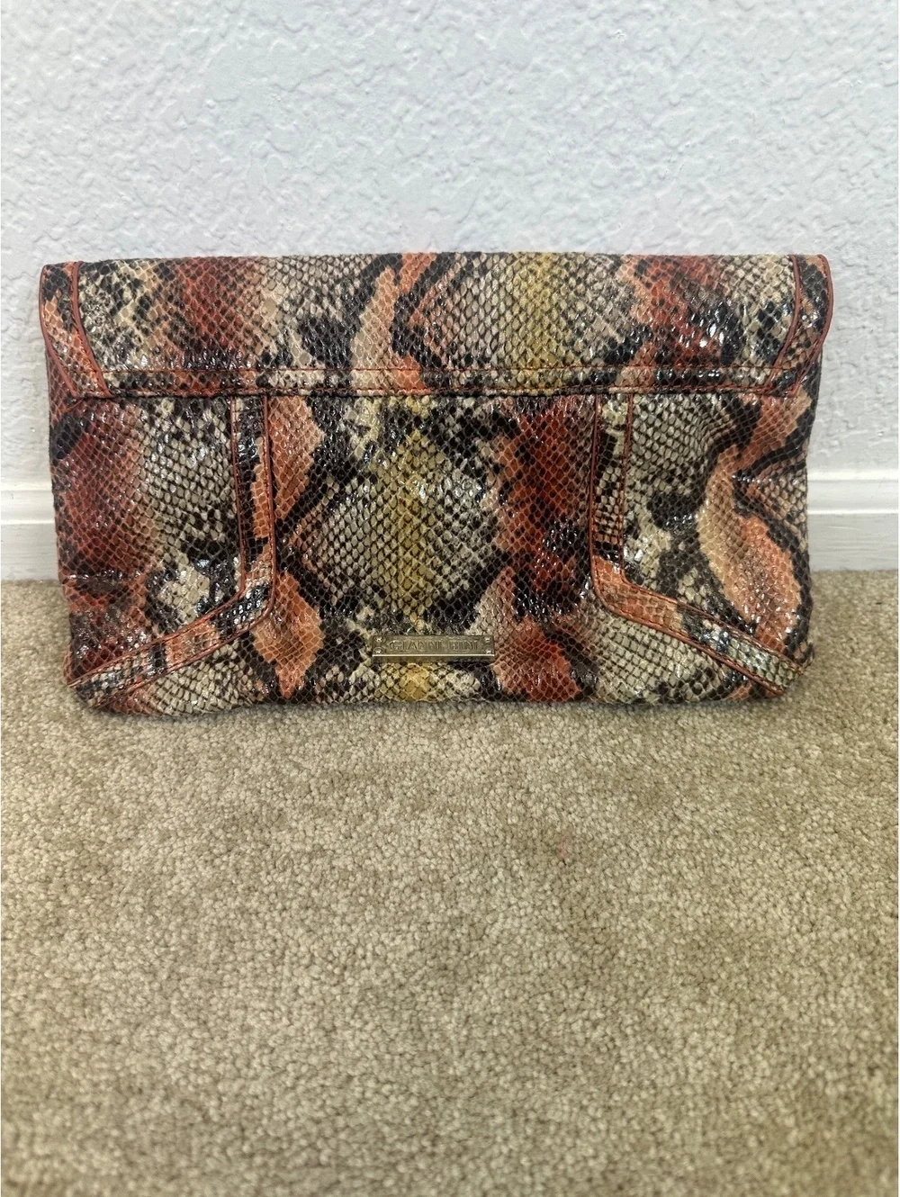 Gianni Bini Snakeskin Print Clutch Shoulder Bag Mob Wife Animal Print